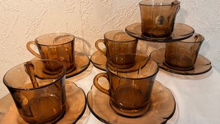 Conjunto 6 Tazas desayuno Duralex Ondas Marrón