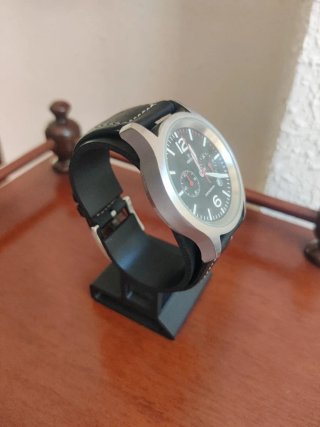 Reloj Kronos Cronógrafo Negro y Plateado