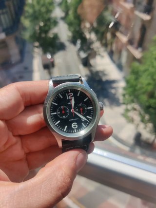 Reloj Kronos Cronógrafo Negro y Plateado