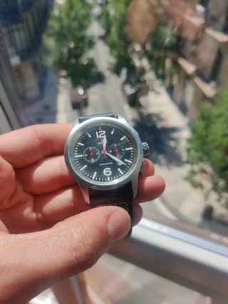Reloj Kronos Cronógrafo Negro y Plateado