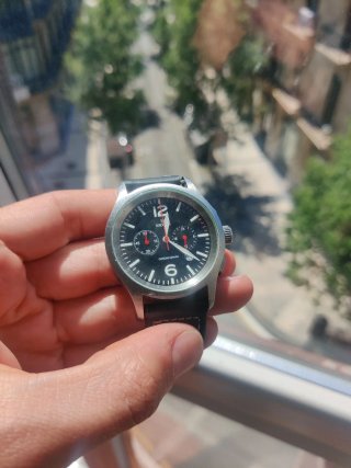 Reloj Kronos Cronógrafo Negro y Plateado