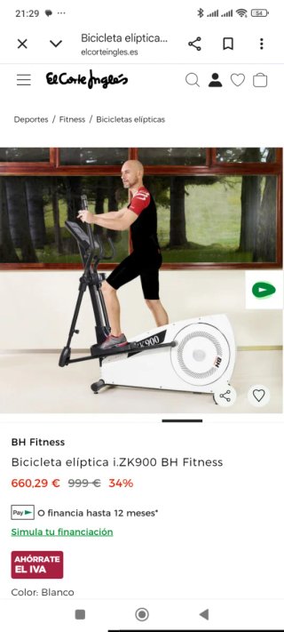 Bicicleta Elíptica BH ZK900 M6 Bluetooth