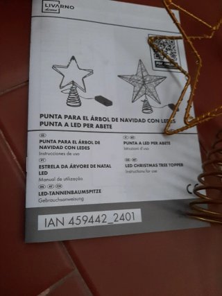 Punta Árbol Navidad LED Livarno Home Doradao