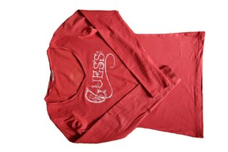 Maglietta Guess Rossa Manica Lunga Vintage Y2K Taglia