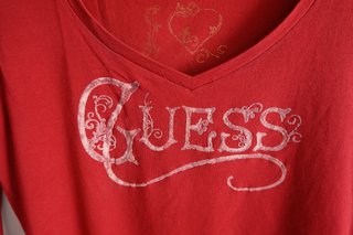 Maglietta Guess Rossa Manica Lunga Vintage Y2K Taglia