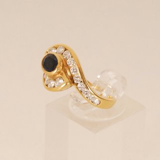 Anillo Oro 18k Vintage Zafiro y Diamantes