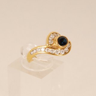 Anillo Oro 18k Vintage Zafiro y Diamantes