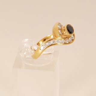 Anillo Oro 18k Vintage Zafiro y Diamantes