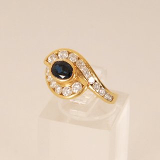 Anillo Oro 18k Vintage Zafiro y Diamantes