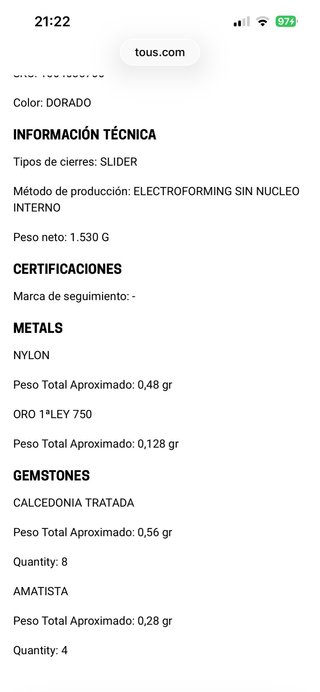 Bracciale Tous Ametista e ORO 18k, NUOVO CON CERTIFICATO