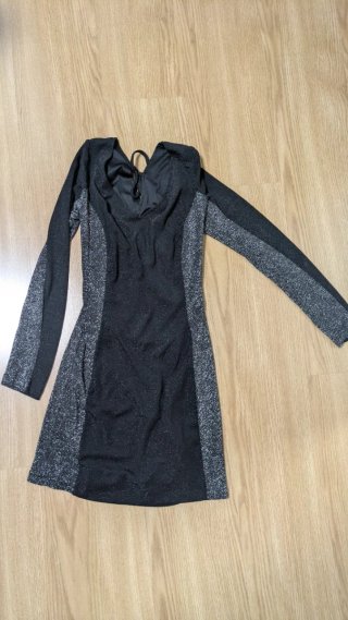 Vestido fiesta negro y plateado