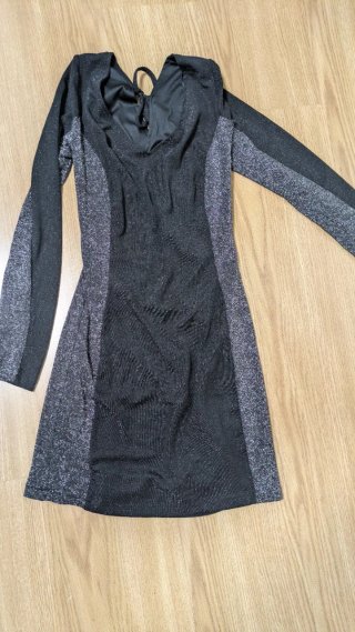 Vestido fiesta negro y plateado