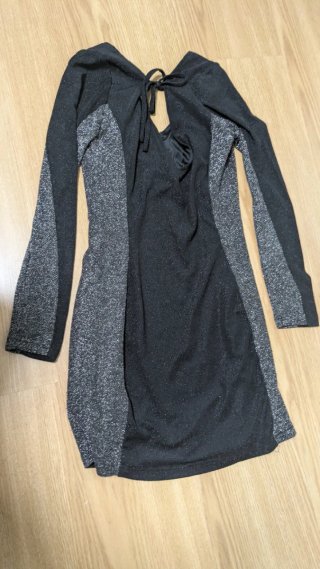 Vestido fiesta negro y plateado
