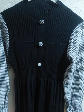 Vestido manga larga canalé Shein negro