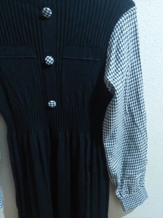 Vestido manga larga canalé Shein negro