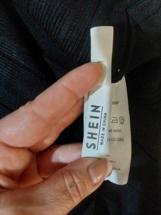 Vestido manga larga canalé Shein negro
