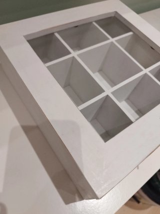 Caja de té de madera con tapa de cristal