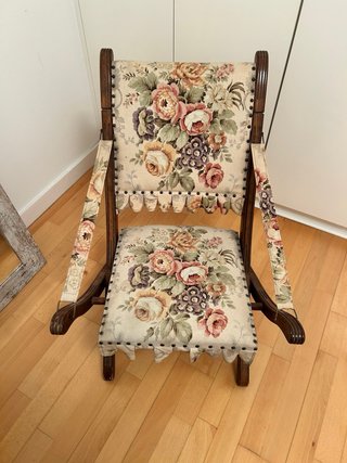 Silla plegable clásica floral madera
