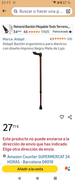 Bastón ergonómico Aidapt negro
