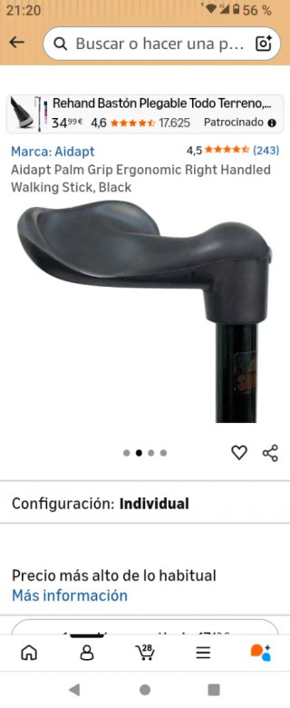 Bastón ergonómico Aidapt negro
