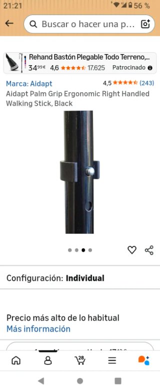Bastón ergonómico Aidapt negro