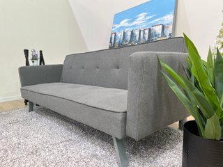 Sofá Cama Gris con Patas Metálicas