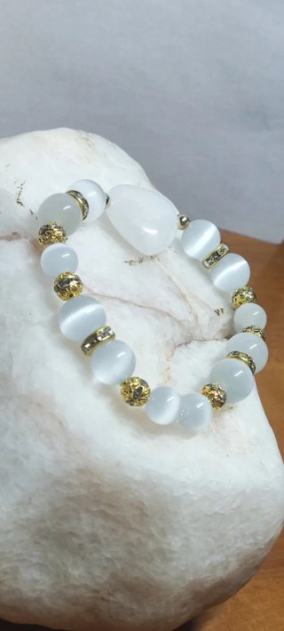 Pulsera elástica Monx mujer piedras blancas