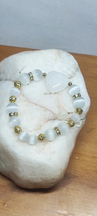 Pulsera elástica Monx mujer piedras blancas