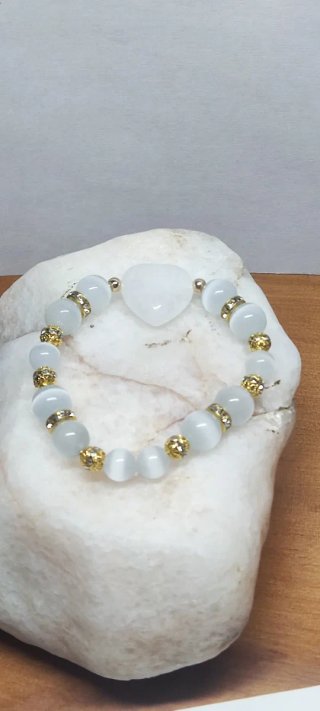 Pulsera elástica Monx mujer piedras blancas