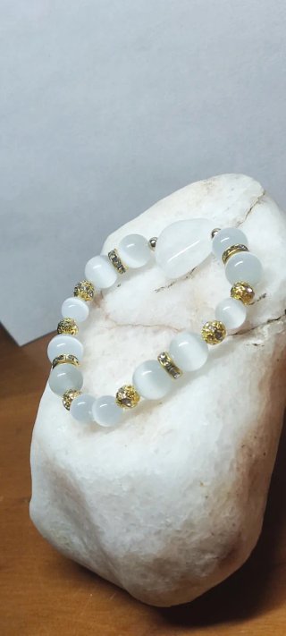 Pulsera elástica Monx mujer piedras blancas