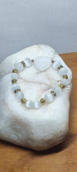 Pulsera elástica Monx mujer piedras blancas