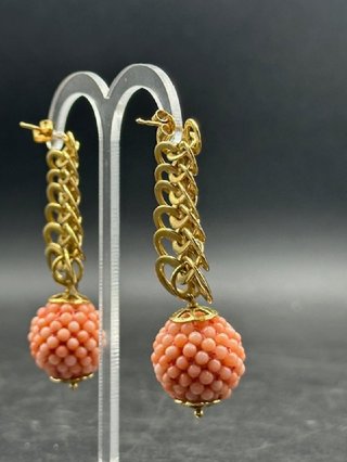 Pendientes Oro y Coral Rosa
