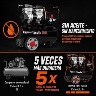 Compresor Cevik Pro 25L Silencioso