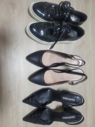 Zapatos tacón negros talla 37 dos pares y botines