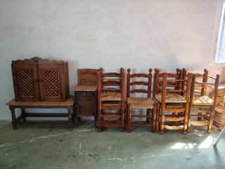 Sillas de madera rústicas (7 unidades)