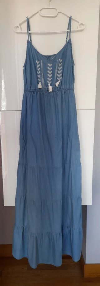 Vestido largo boho Springfield azul