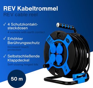 Carrete Cable REV 50m IP44 Exterior