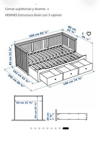 Diván HEMNES con 3 cajones y dos colchónes
