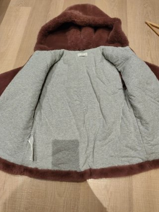 Abrigo peludo niña Mango lila talla 11 años 146 cm