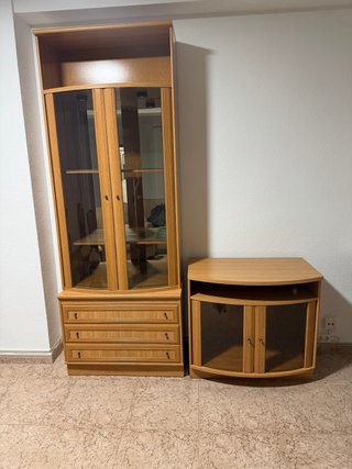 Mueble modular madera y cristal