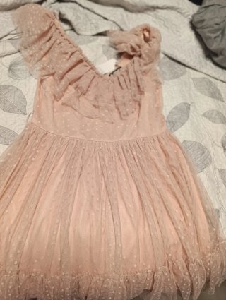 Vestido rosa tul volantes