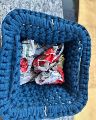 Pochette blu in cotone fatta a mano