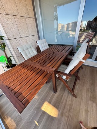 Conjunto Mesa y Sillas Jardín Ikea Madera