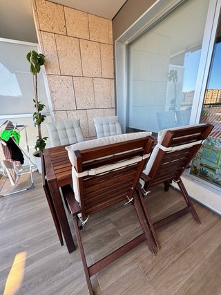 Conjunto Mesa y Sillas Jardín Ikea Madera