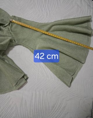 Blusa Zara en verde brillo con volantes