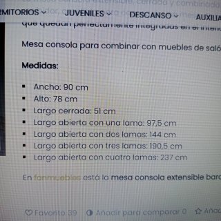 Mesa consola extensible blanca