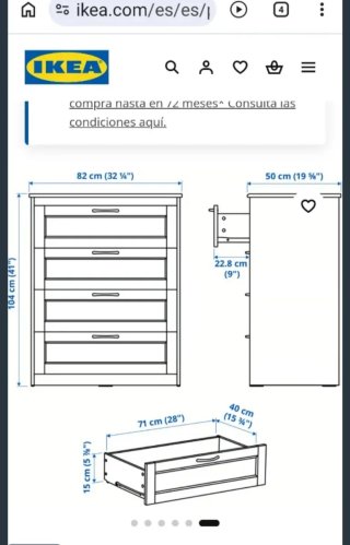 Cómoda blanca Ikea 4 cajones