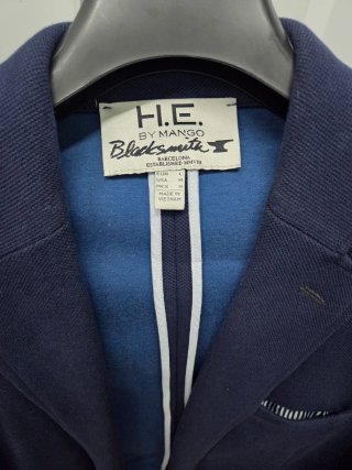 Americana Mango Hombre Azul Marino