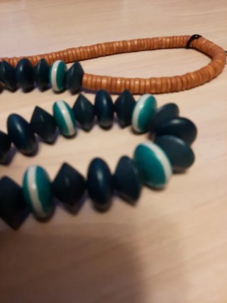 Collana legno verdeazzurro