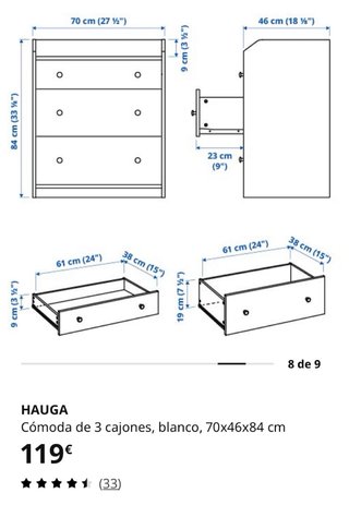 Cajonera blanca Ikea